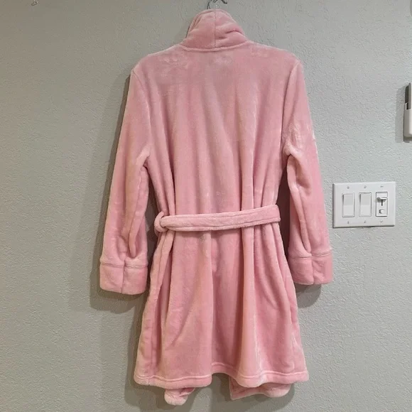 Liz Claiborne Plush Fleece Robe Pink Belted Long Sleeve Size S - Picture 4 of 12